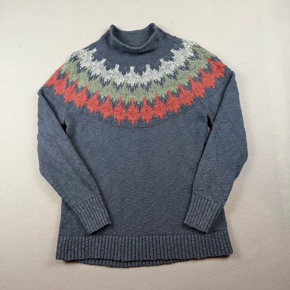 L.L.Bean Fair Isle Cotton Sweater Women’s L Petite